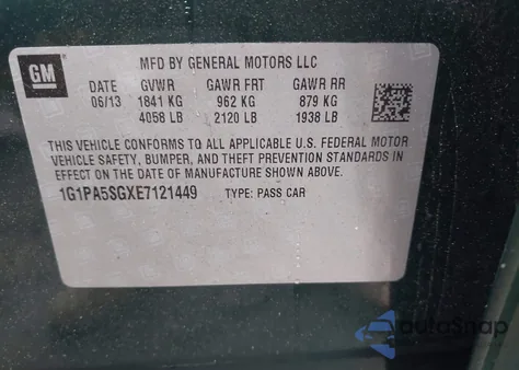 2014 Chevrolet Cruze Ls Auto from USA, damaged, VIN 1G1PA5SGXE7121449